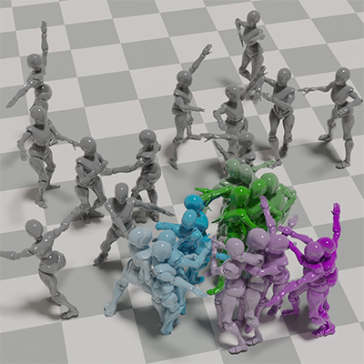 Large-Scale Multi-Character Interaction Synthesis
