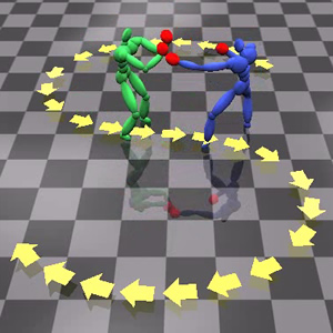 Simulating Competitive Interactions using Singly Captured Motions
